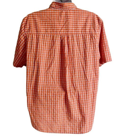 Chaps Easy Care Orange Button Down Short Sleeve Shirt Men's Large - Picture 5 of 7